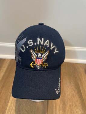 U.S. Warriors US Navy Gray Embroidered Navy Baseball Hat Adjustable Strap